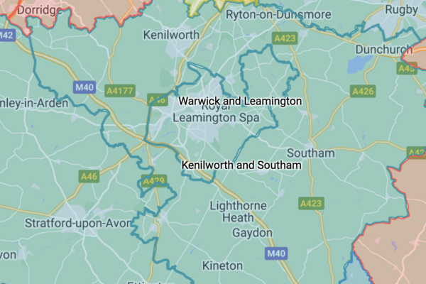 Boundary Commission Map of the new Warwick & Leamington Constituency