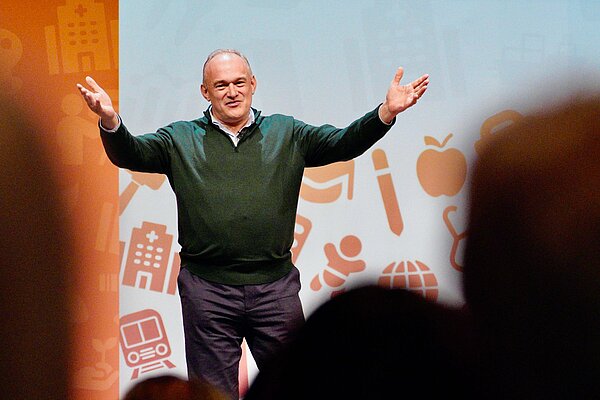 Ed Davey delivers a speech to Conference