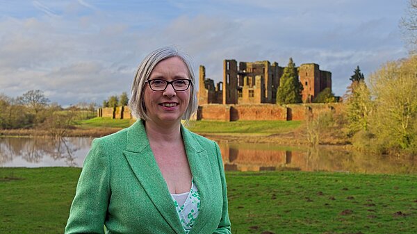 Jenny with Kenilworth Castle in background